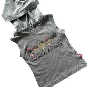 Harajuku Lovers Hooded Tank Top Heather Grey Kawaii Skater Girls Love 2 Skate